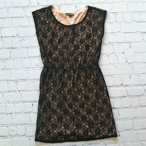 BeBop Pink Dress with Black Lace Overlay Sz Small